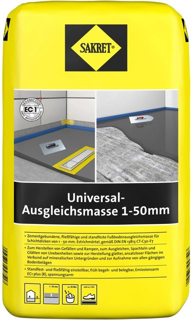 Sakret Universal-Ausgleichsmasse für selbstverlaufenden Estrich, 1-50 mm, 25 kg - Bild 1