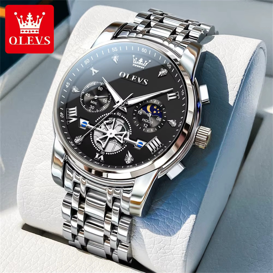 OLEVS Armbanduhr Chronograph, Quarz, Gold, Edelstahl, Herren - Bild 2