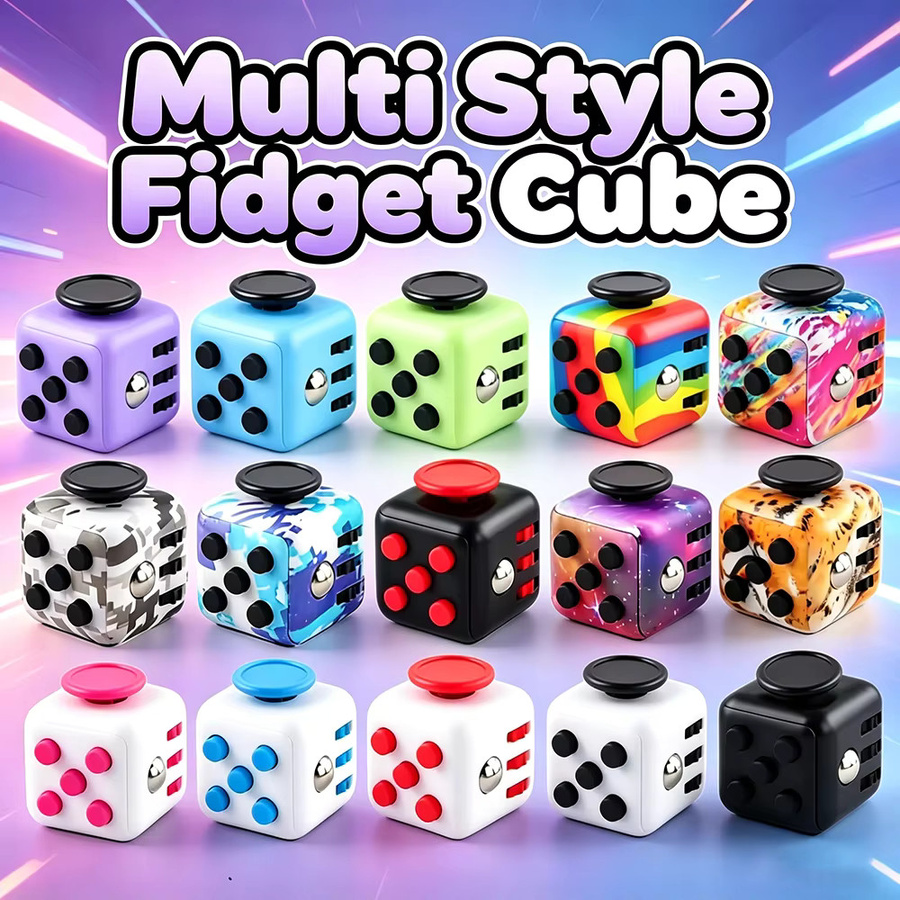 Hairun Fidget Cube Multifunktions-Stressabbau-Würfel als Sensorikspielzeug für Erwachsene und Kinder in Schwarz, Rot oder Multicolour - Bild 2