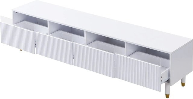 okwish TV Schrank in Weiß mit Schubladen aus MDF und Acryl für dein Wohnzimmer, B/T/H: 178 x 35 x 45 cm - Bild 1