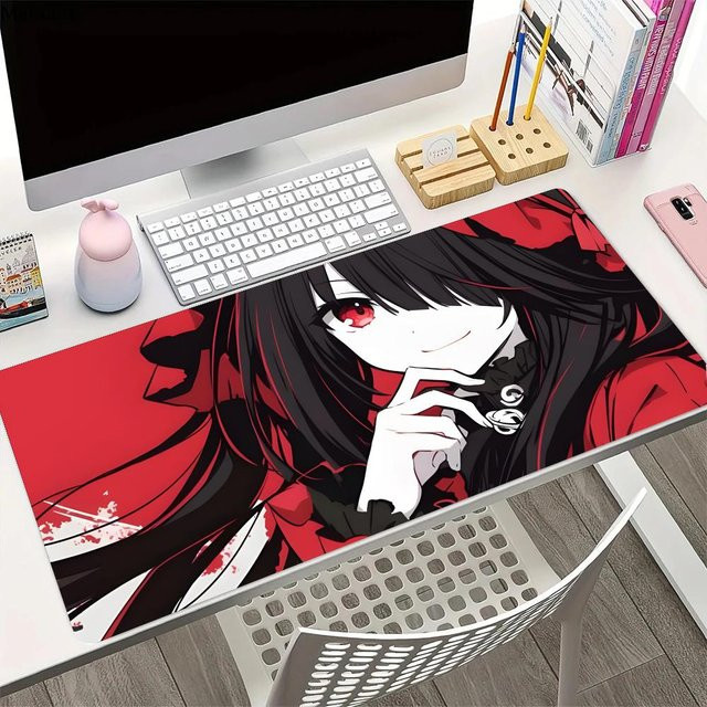 K-kurumi T-tokisaki Anime-Mauspad LockEdge in Schwarz, großes und verdicktes Gaming-Mauspad für Computer und Tastatur - Bild 1