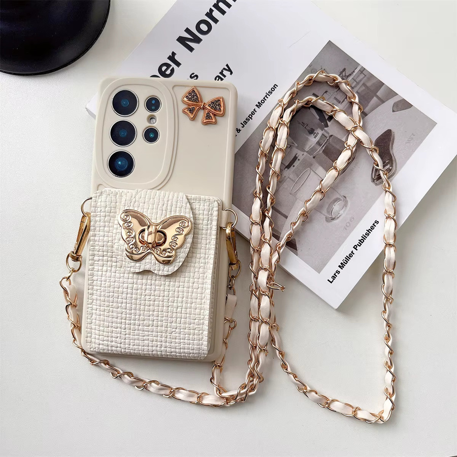 Crossbody-Handyhülle als Brieftasche und Kartenetui für Samsung Galaxy S25 S26 S24 S23 S22 S21 Ultra Plus FE A17 A16 A56 A36 A26 A06 in Weiß - Bild 3