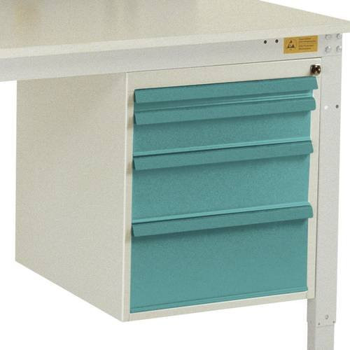 Manuflex LZ4763.5021 ESD-Gehäuse-Unterbau in Blau und Multicolour mit 4 Schubfächern, Nutzhöhe: 50 cm, für Tischtiefe: 100 cm - Bild 1