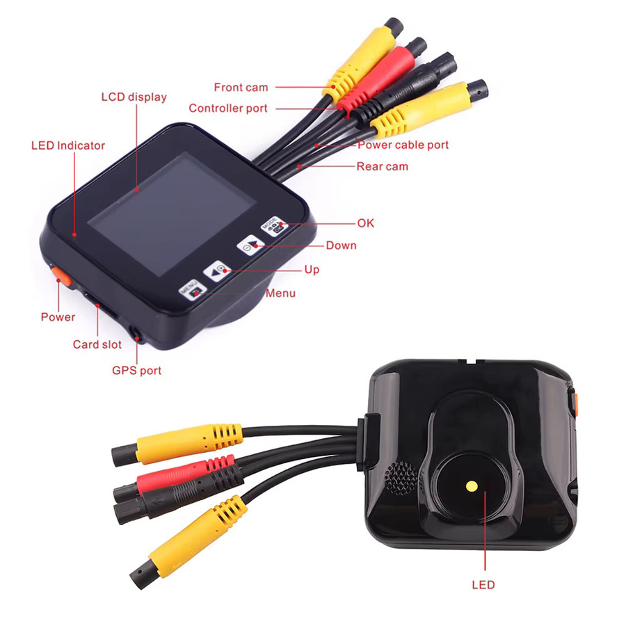 C6 Dual Lens Full HD DVR-Kamera für Auto und Motorrad mit GPS und G-Sensor in Schwarz - Bild 3
