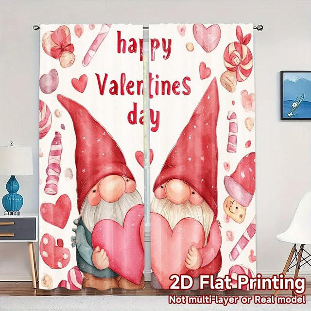 Gnomeloveday Set aus 2 blickdichten minimalistischen Druck-Jit-Vorhängen aus strapazierfähigem Polyester, Breite: 100 cm, Höhe: 70 cm - Bild 1