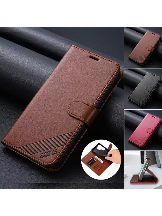 EUCAGR Luxus Business Wallet Magnetische TPU Ledertasche für Samsung Galaxy S26 Ultra S25 S24 S23 S22 S21 FE in Braun - Bild 6