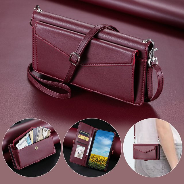 Luxus Leder-Brieftasche Crossbody-Hülle für Xiaomi Redmi Note 11 12 13 14 15 Pro Plus 5G in Blau - Bild 1
