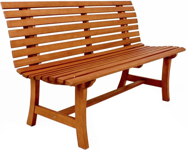 DELUKE Parkbank MODENA aus Eukalyptus in Natur, wetterfeste Gartenbank für Terrasse und Außenbereich, Farbe: Braun, Breite: 140 cm, Tiefe: 42 cm, Höhe: 82 cm - Bild 1