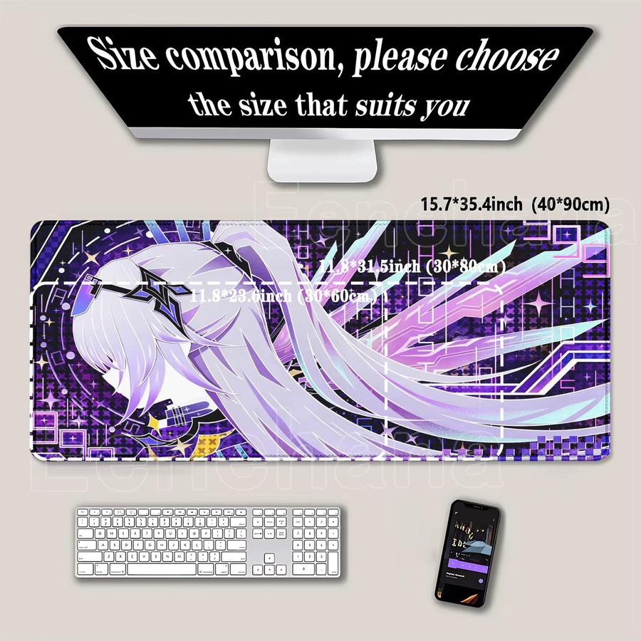 Eenehana XXL Mausmatte Honkai Star Rail Silver Wolf Anime Design Rutschfeste Schreibtischunterlage für PC Gaming, Multicolour - Bild 2