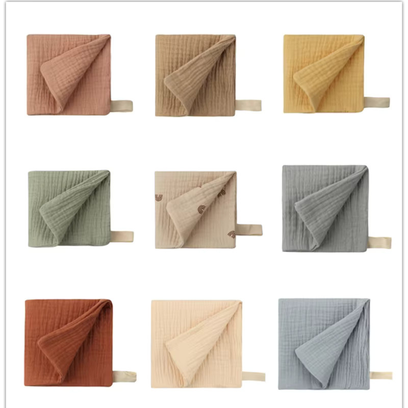 5er-Packung Babyhandtücher aus weichem Musselin-Baumwoll-Gaze in zufälligen Farben für Neugeborene - Bild 3