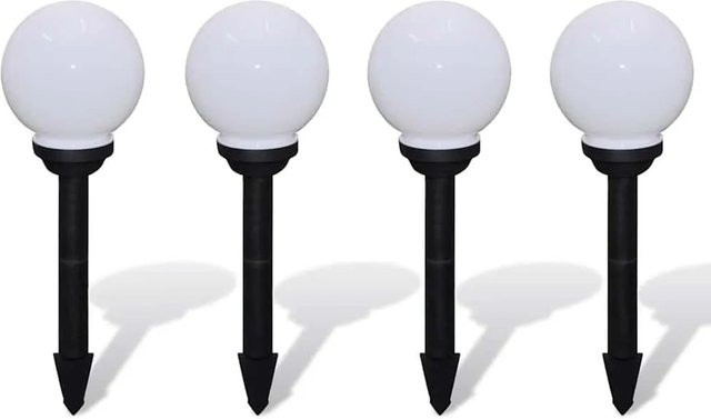 vidaXL Solar-Wegeleuchten Set 4 Stück Kugel LED mit Erdspieß, warmweiß, Höhe: 15 cm - Bild 1
