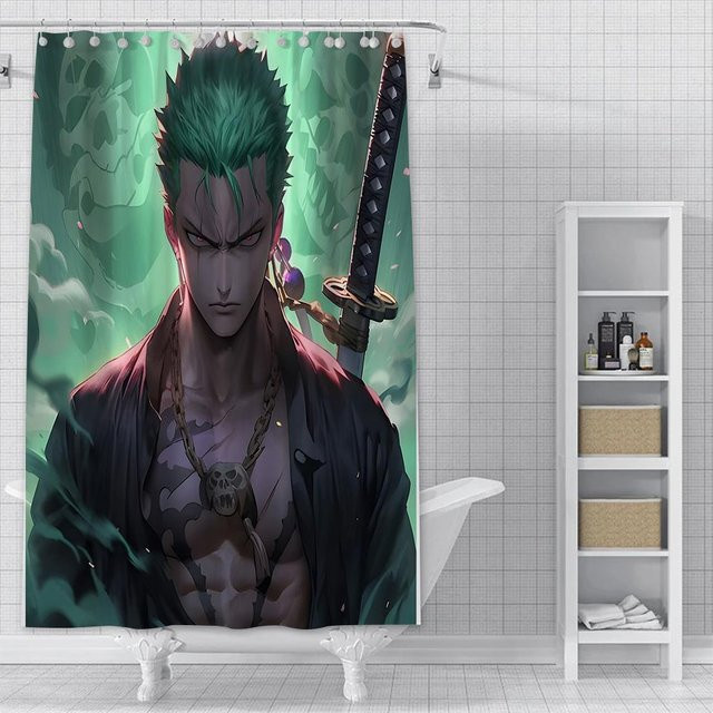 Wasserfester Duschvorhang mit Anime-Motiv L-Luffy von Baifenbai Home Furnishing, bunt, Polyester, B/H: 180 x 200 cm - Bild 1