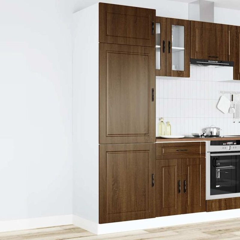 Vidaxl Küchenschrank Porto Vorratsschrank in Braun mit Eichen-Optik und Drehtüren im Landhausstil, B/T/H: 60 x 57 x 207 cm - Bild 1