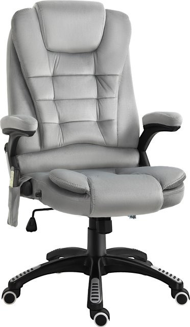 Vinsetto Massage Bürostuhl ergonomisch höhenverstellbar in Grau mit Kopfstütze und Armlehnen aus Kunstleder - Bild 1