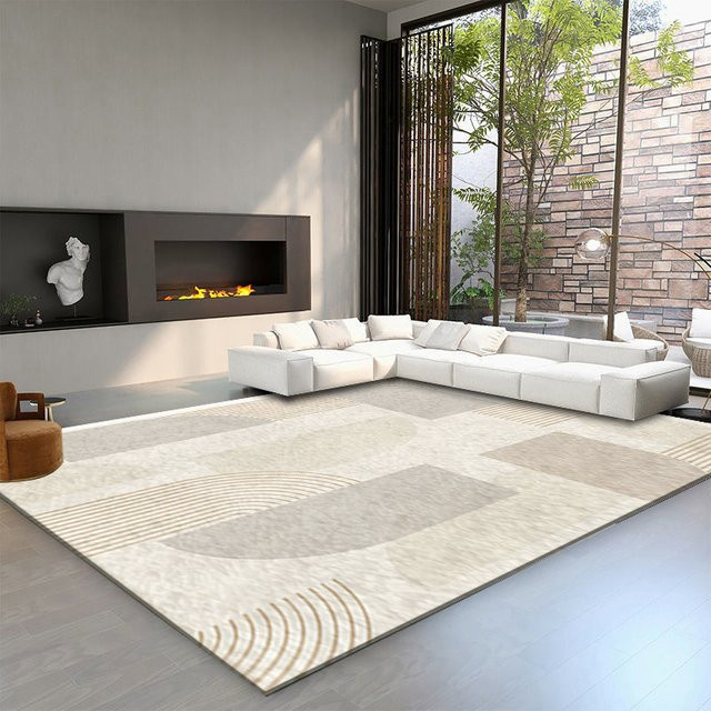 VIKAMA Japanischer Wabi-Sabi Teppich im Kaschmirimitat, rutschfest und pflegeleicht, abstraktes Design für Wohnzimmer und Schlafzimmer, B/T: 120 x 80 cm - Bild 1