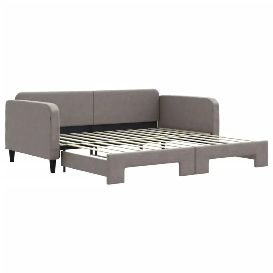 vidaXL Ausziehbares Tagesbett in Taupe, Modernes Polsterbett für Wohnzimmer oder Schlafzimmer, B/T: 100 x 200 cm - Bild 2