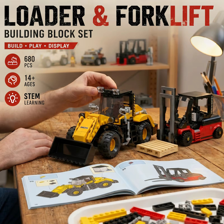 AMAZINGBLOKS Gabelstapler-Lader, Konstruktionsfahrzeug-Modell, ab 14 Jahren - Bild 4