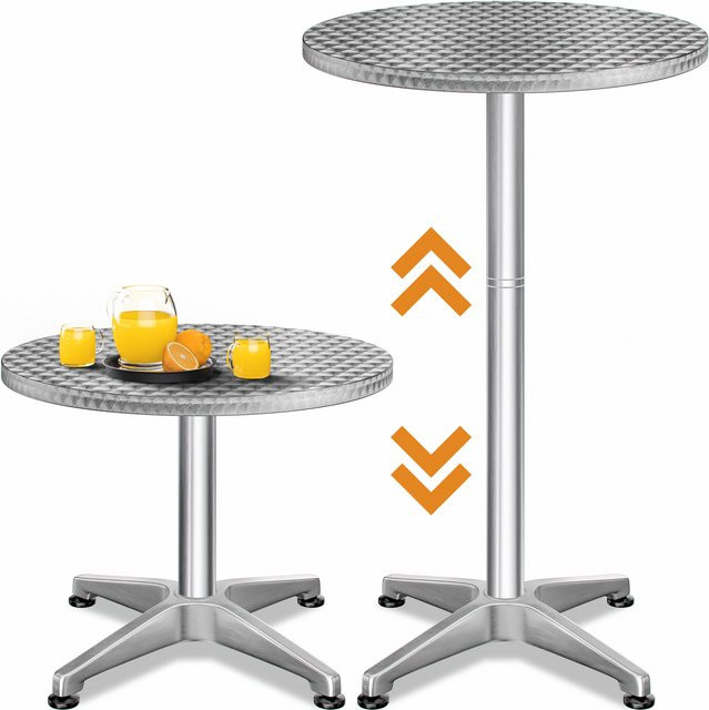 Casaria Stehtisch aus Aluminium in Silber, höhenverstellbar, Durchmesser: 60 cm - Bild 1