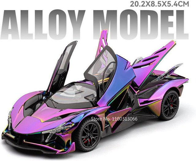 Linyi toy car Apollo Evo Atlantic Sportwagenmodell, 1:24, Rückziehfunktion, ab 14 Jahren - Bild 1