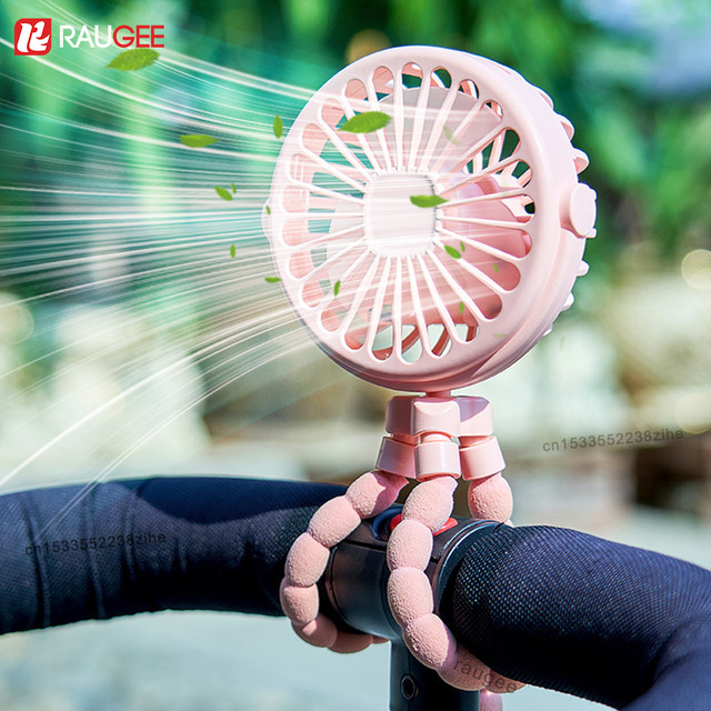 Tragbarer Mini-Klippventilator von ragee mit 360 Grad Drehung und USB-Aufladung, flexibler Stativ-Ventilator für Kinderwagen, Autositz oder Fahrrad in Schwarz oder Pink - Bild 1