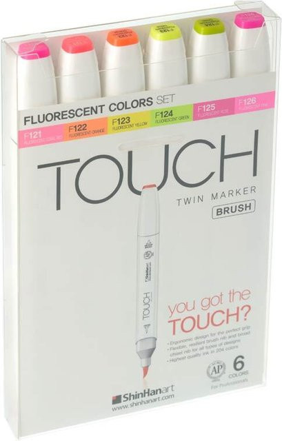 ShinHan TOUCH Twin Brush Marker Flourescent 6er Set Mehrfarbig - Bild 1