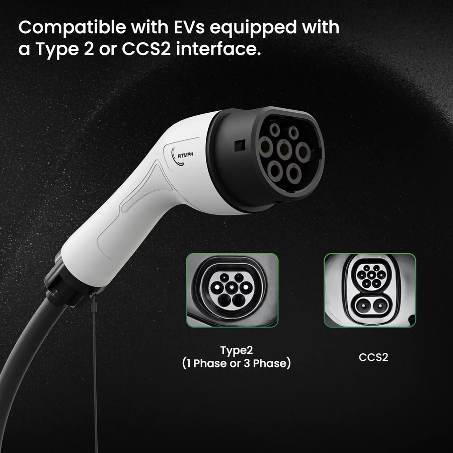 FITMPH Typ 2 EV-Ladekabel IEC62196-2 für Elektrofahrzeuge und AC-Ladestationen, 5 Meter, 3-polig, 11 kW, 16 A - Bild 3