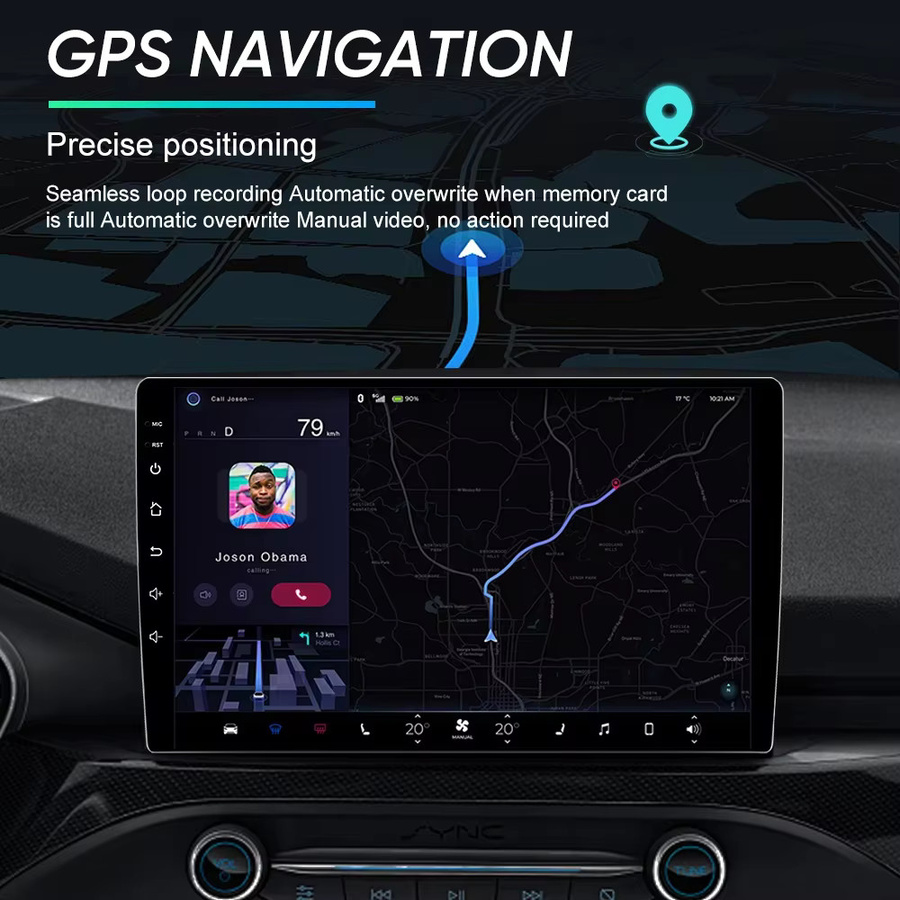 AutoNevee Android 16 Autoradio mit Carplay, GPS und Multimedia-Videoplayer für Ford S-Max (2006-2015) und Ford Galaxy (ab 2014), Schwarz - Bild 2