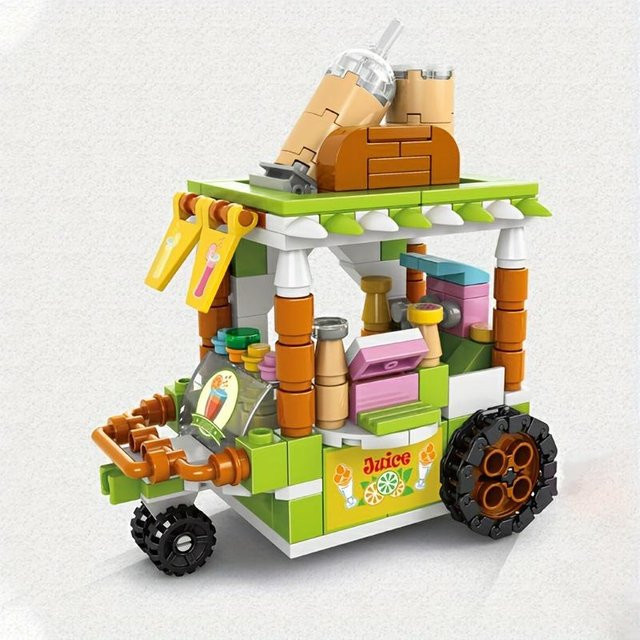 Yiran toy Take-away Auto Food Truck Dreirad Auto Einzelhandelsgeschäft, Bausteine, ab 6 Jahren - Bild 1