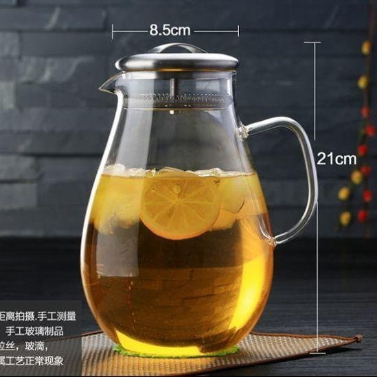 Yiran Furniture Glaskrug mit Sieb für Wasser, Saft und Tee, Grau, 1,8 l - Bild 1
