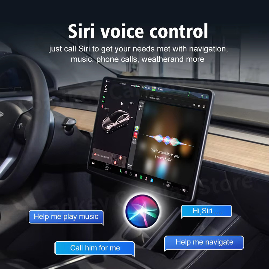 CarlinKit T2C Kabelloser CarPlay und Android Auto Adapter für Tesla Model 3 Model X Model Y Model S, Schwarz, 2,4G+5G WLAN Unterstützung - Bild 4