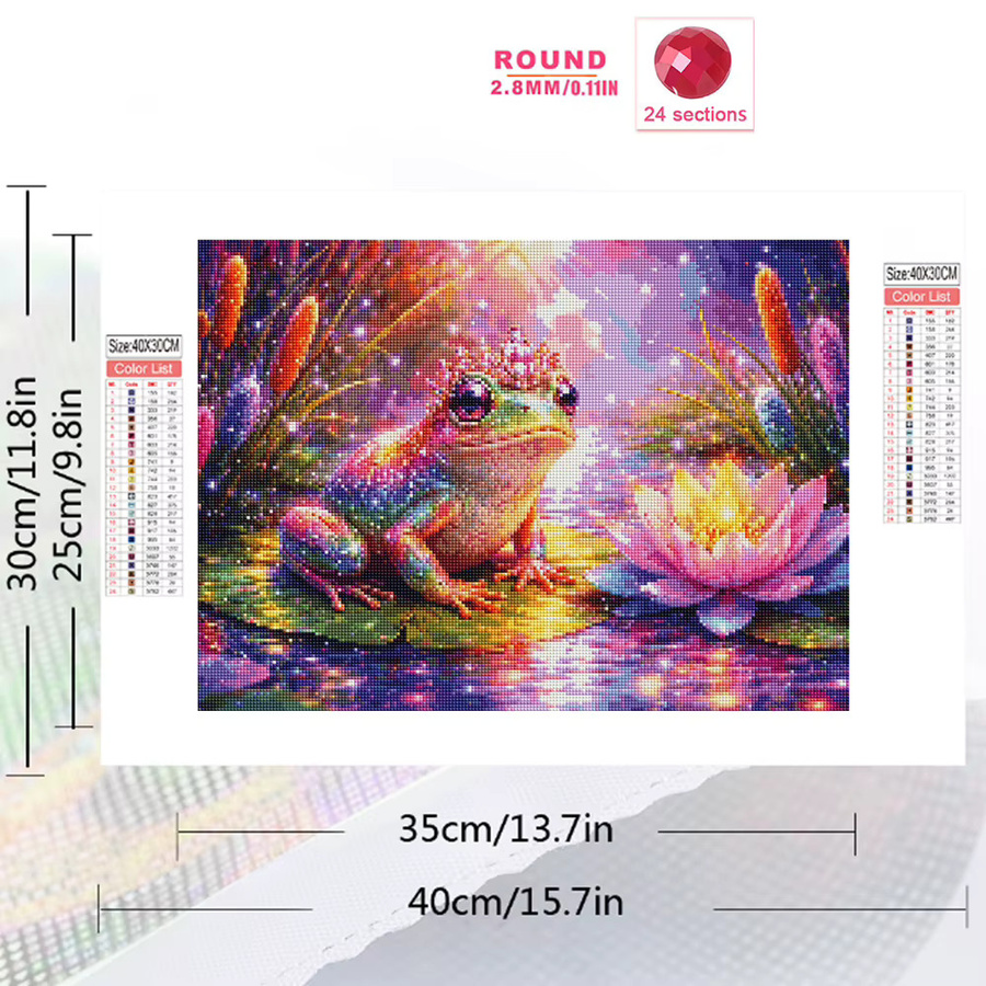 Momoart Diamant-Stickerei DIY Lotusbild mit Tiermotiv und floralen Elementen, rund, Mehrfarbig, B/T/H: 30,0 x 20,0 x 20,0 cm - Bild 2
