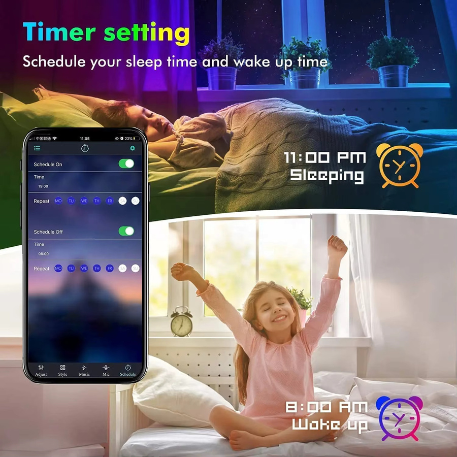 RGB-LED-Wandleiste mit SMD 5050 Dioden, Bluetooth und Musiksynchronisierung zur TV-Hintergrundbeleuchtung und Raumdekoration, App-Steuerung, Multicolour - Bild 3