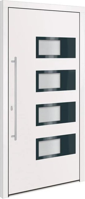 vidaXL Haustür Weiß mit Glaseinsatz aus Aluminium und Kunststoff, B: 110 cm, H: 210 cm - Bild 1