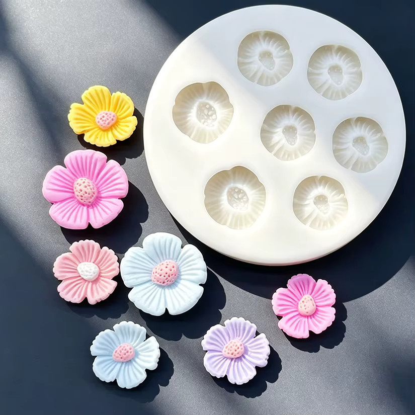 HANDLIFE Silikon Backform Gänseblümchen und Sakura für Fondant, Schokolade und Cupcake Dekoration, Grün und Weiß - Bild 4