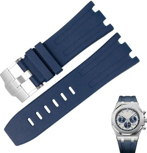 Uhrenarmband Silikon, blau, 28 mm, Silber, Herren - Bild 1