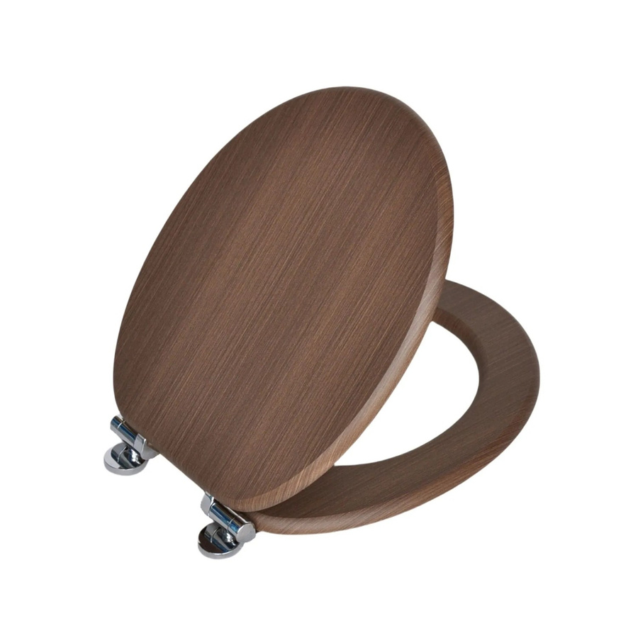 SINOBATH WC Sitz mit Absenkautomatik aus MDF Holzkern, oval, braun, B: 43,5 cm, T: 37,8 cm, H: 5,0 cm - Bild 2