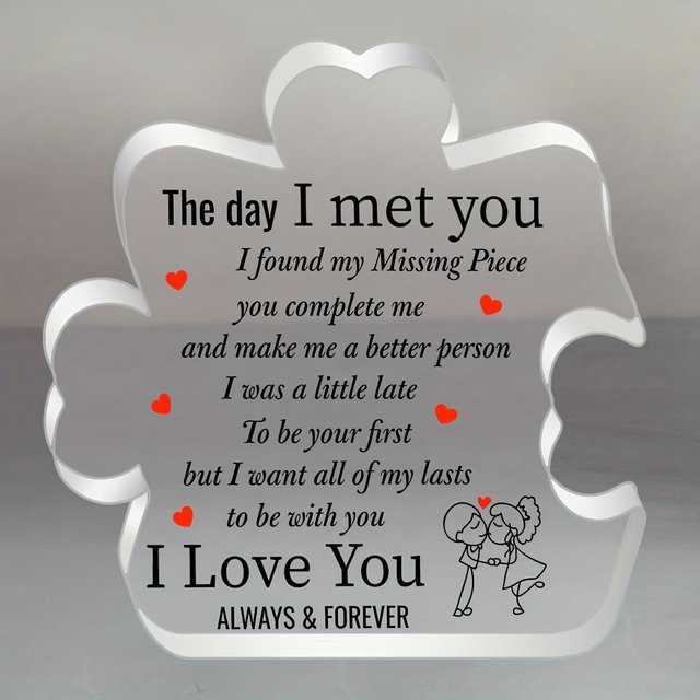 DUTRIEUX Acryl-Puzzle-Logo I Love You als Desktop-Dekoration in Transparent, modernes Herz-Design für Valentinstag oder Geburtstag - Bild 1