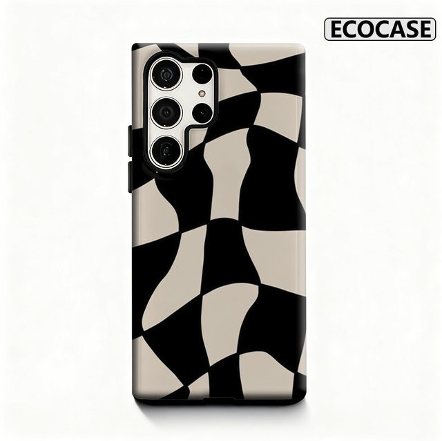 Handyhülle mit schwarz-beigem Muster für iPhone 11 bis iPhone 17 Pro Max Plus mit doppelschichtiger Rückseite - Bild 1