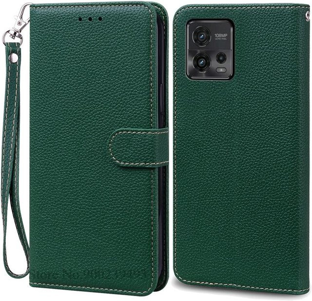 Lederhülle für Motorola G72 als Brieftasche mit Klappfunktion und Ständerfunktion in Grün - Bild 1