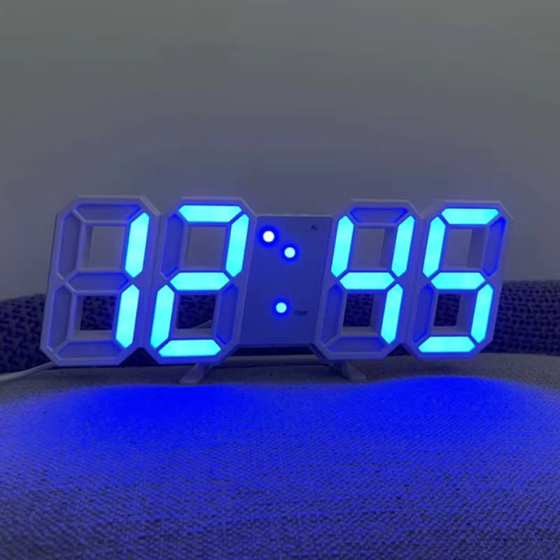 Moderne digitale 3D Desktop-Uhr mit Sprachsteuerung und Leuchtfunktion in Weiß - Bild 4