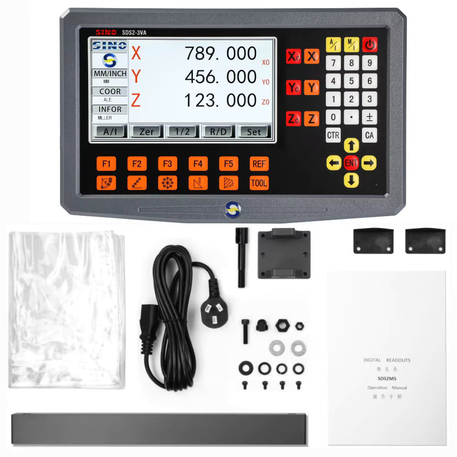 SINO SDS2-3VA Digitalanzeige Set mit KA35 Glas-Linearskalen-Encoder für Drehmaschine, Schleifer und Fräsen in Schwarz - Bild 2