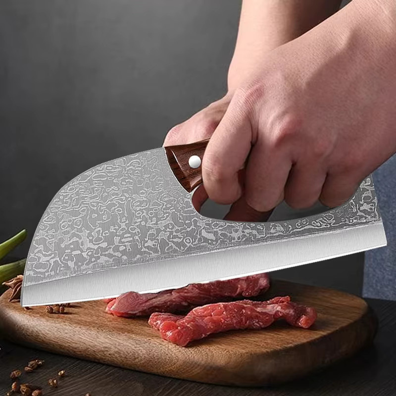 WXCOO Multifunktionales Küchenmesser aus Edelstahl mit Holzgriff als Fleischbeil, Metzgermesser und Obst- sowie Gemüsemesser - Bild 3