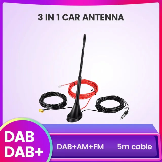 AUTOSHARK 3-in-1 Dachantenne für DAB+, AM und FM in Schwarz mit 5 m Kabel und 29 cm Länge - Bild 1