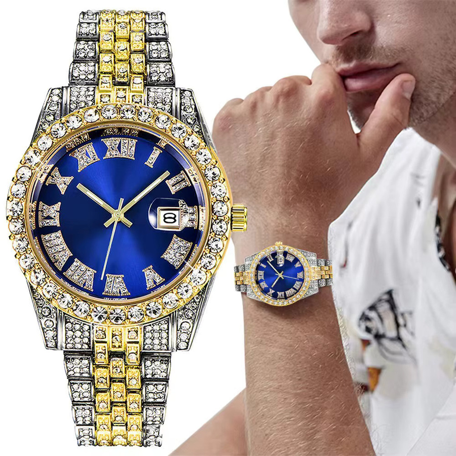ZBJP Armbanduhr, Quarz, Edelstahl, Diamantbesetzt, Blau, Unisex - Bild 2