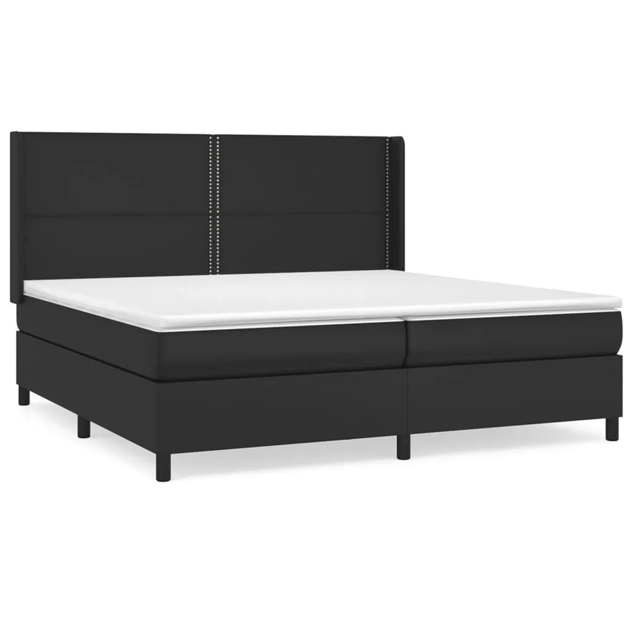 vidaXL Boxspringbett mit Matratze und Kopfteil in Schwarz aus Kunstleder, B/T/H: 200 x 200 x 118 cm - Bild 2