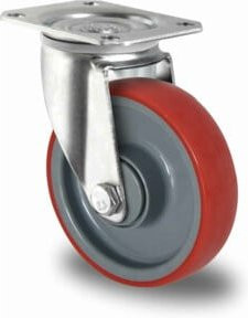 CASCOO Lenkrolle Serie N2U6 mit Kugellager, Durchmesser: 125 mm, verzinkt, Grau-Rot - Bild 1