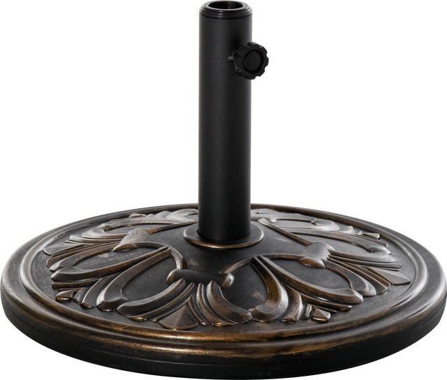 Outsunny Sonnenschirmständer in Antik Bronze mit geflochtenem Korbdesign aus Kunststoff und Zement, Durchmesser: 48 cm, Höhe: 34 cm - Bild 1