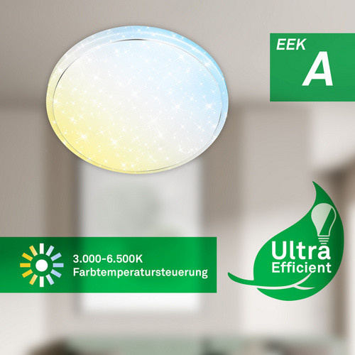 Briloner LED Deckenleuchte mit Sternen, 22 W, weiß matt, dimmbar mit Fernbedienung - Bild 2
