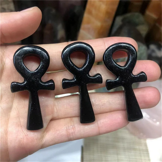 CrystalHola Handgeschnitzter Obsidian Anka Mineralstein in Schwarz als Wohndekoration - Bild 1