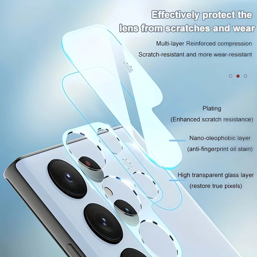 3er-Set gehärtetes Glas für Samsung Galaxy A35 5G, A34 5G, A53 5G, A54 5G und A55 5G als Kameraschutz-Folie, transparent - Bild 3